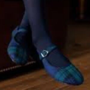 Moi London X Iris Women’s Blackwatch Plaid Mary Jane Shoes 39 8 Buckle Flats